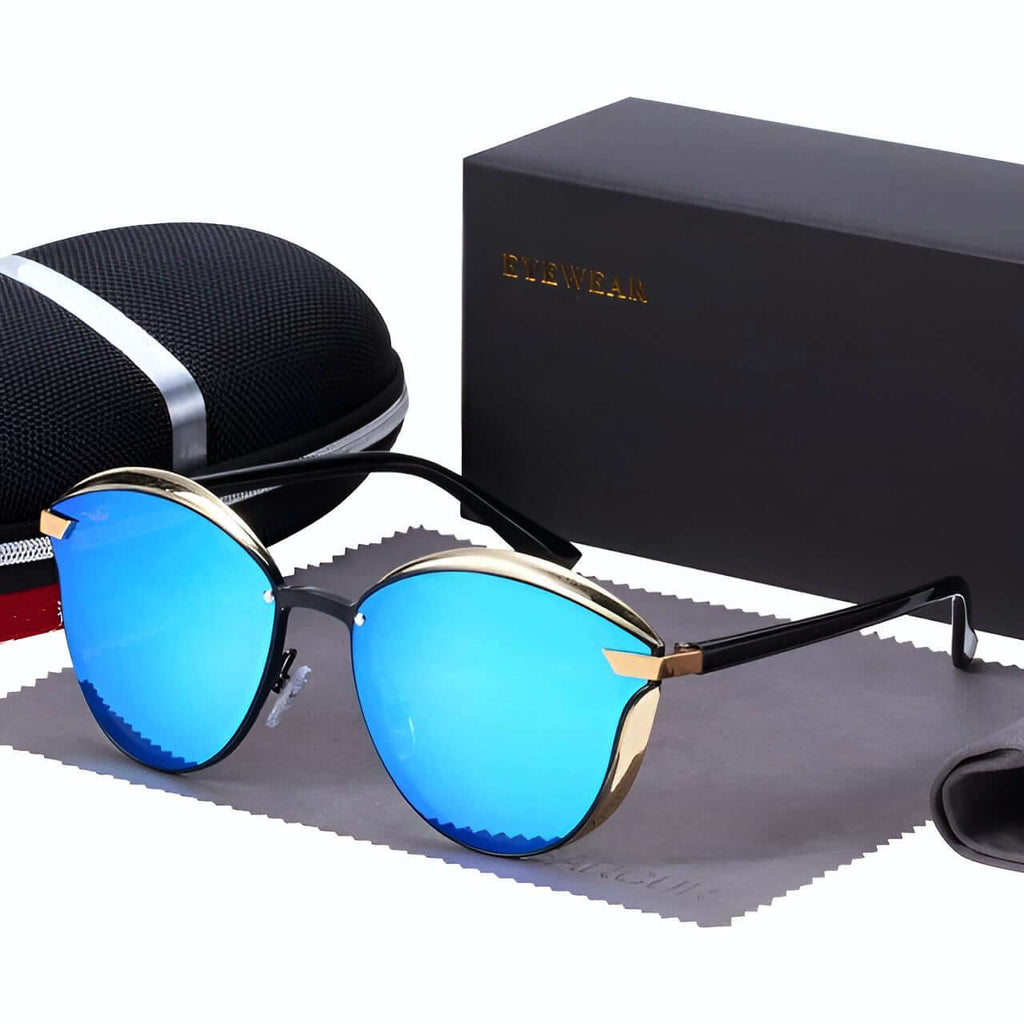 Women's Round Fashion Blue Polarized Sunglasses