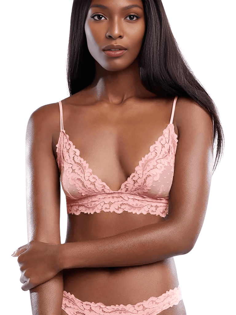 Women's Pink Sexy Wireless Lace Bra