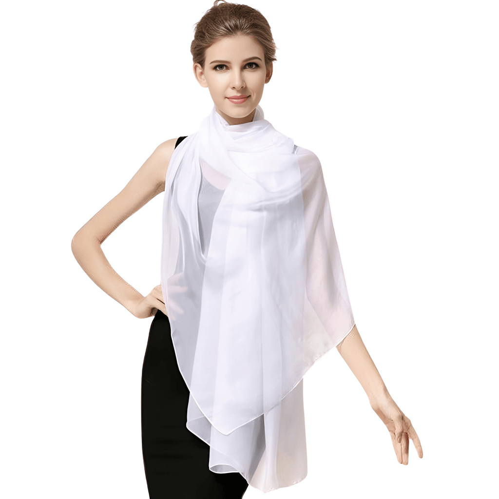 Women's White Shawl - 100% Natural Silk Scarf