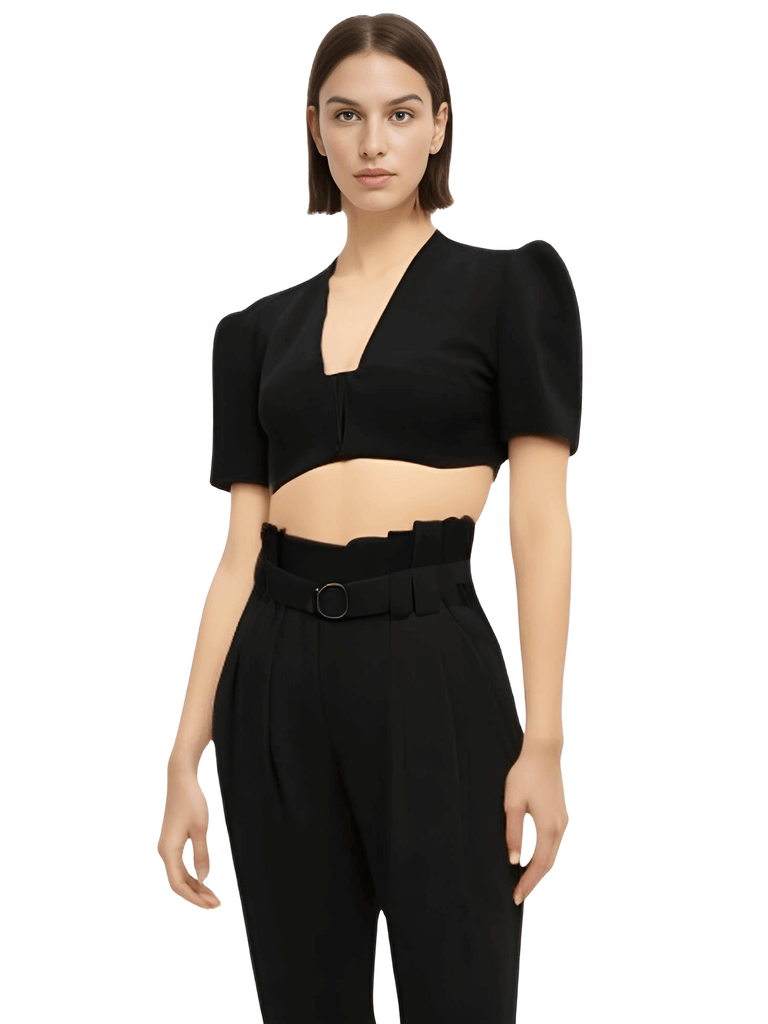 Look chic in the Women's Black Short Sleeve Crop Top & Black Pants Set. Shop Drestiny now for free shipping and tax covered. Save up to 50% off!