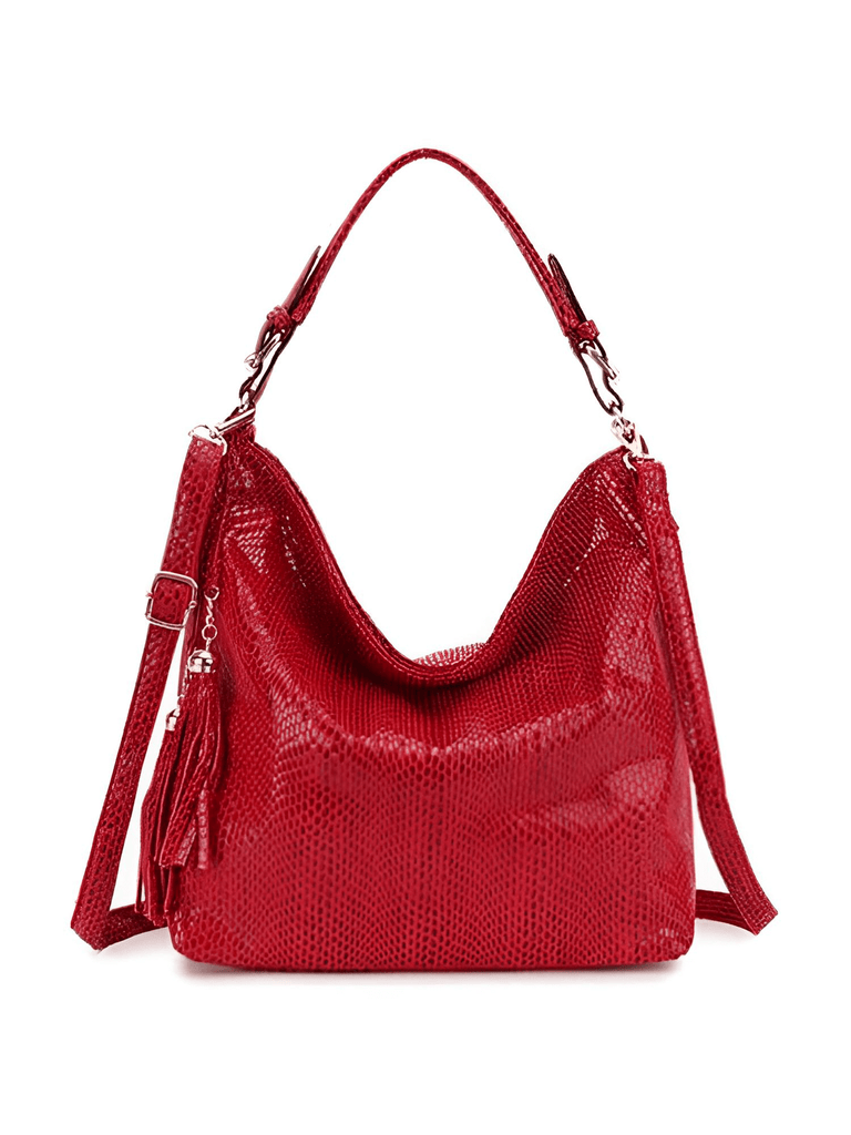 Women's Snake Print Red Handbag
