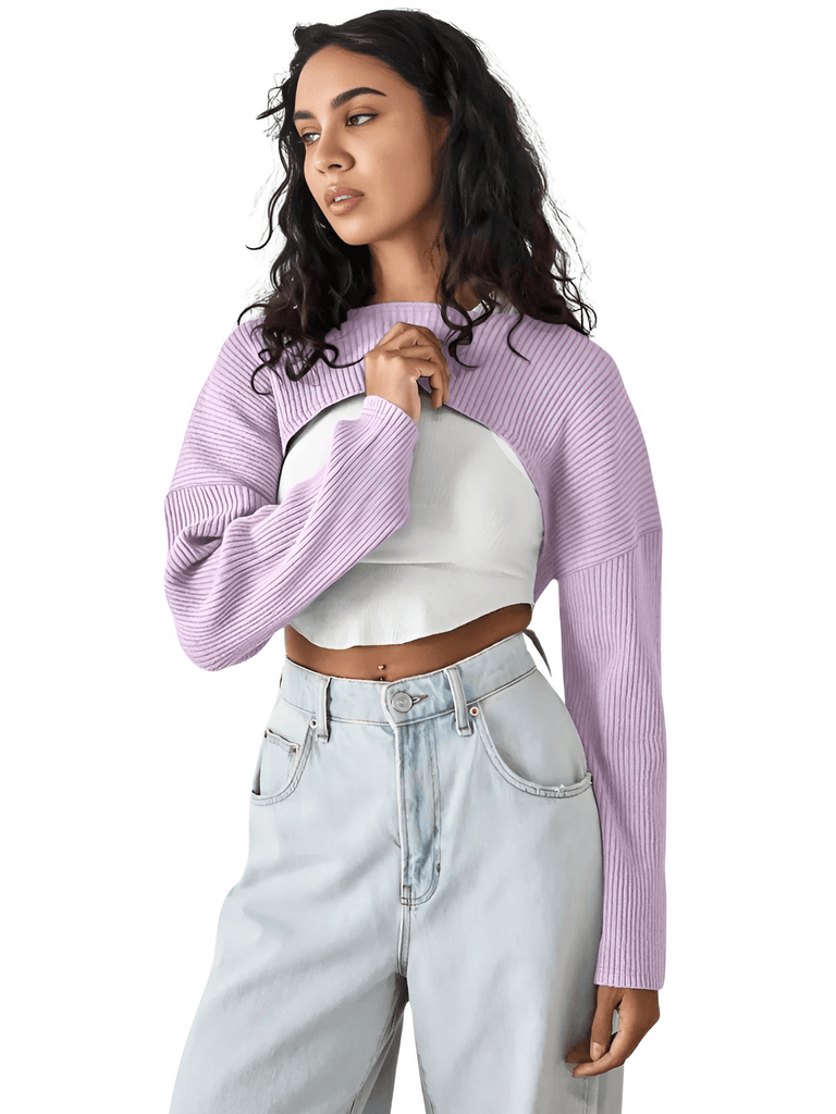 Discover the perfect addition to your wardrobe - the women's trendy knitted ribbed purple bolero shrug! Shop at Drestiny for unbeatable deals, including free shipping and tax coverage. Save up to 50% off!