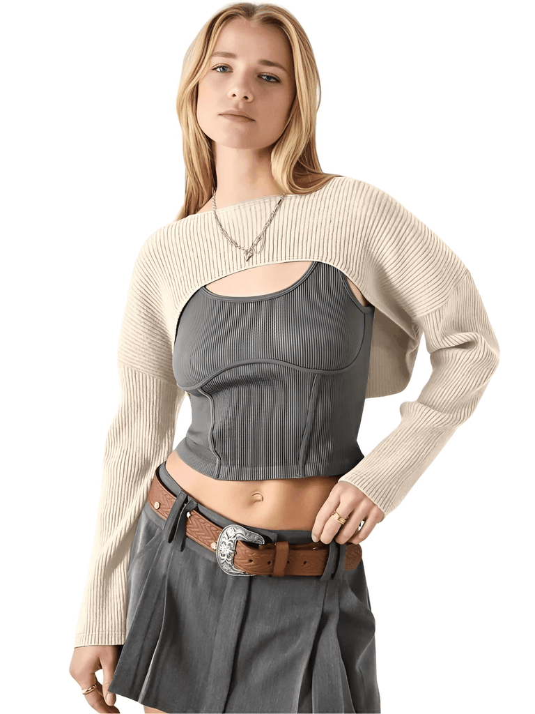 Discover the perfect addition to your wardrobe - the women's trendy knitted ribbed khaki bolero shrug! Shop at Drestiny for unbeatable deals, including free shipping and tax coverage. Save up to 50% off!