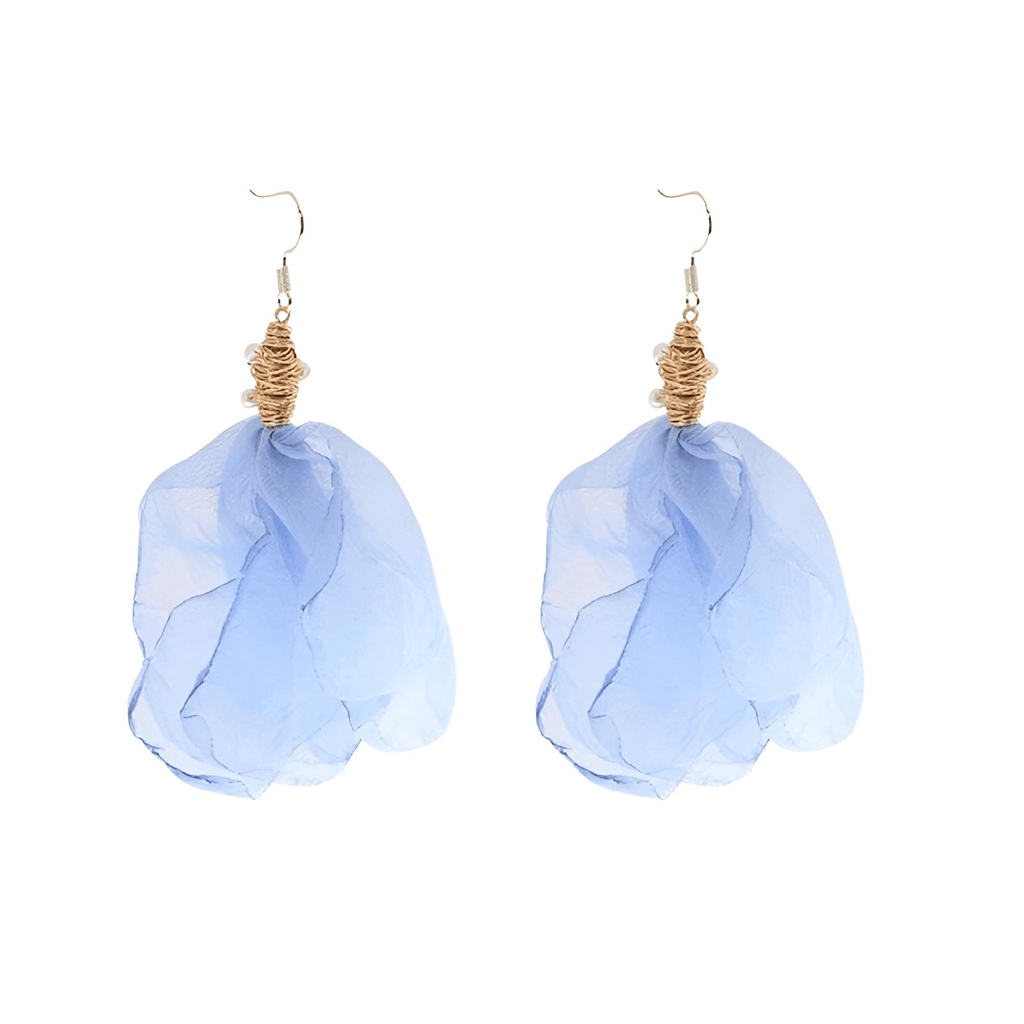 Women's Tulle Style Cloth Blue Flower Earrings - "Must Have*