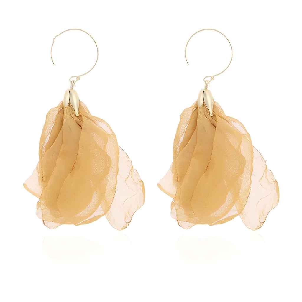 Women's Tulle Style Cloth Yellow Flower Earrings - "Must Have*