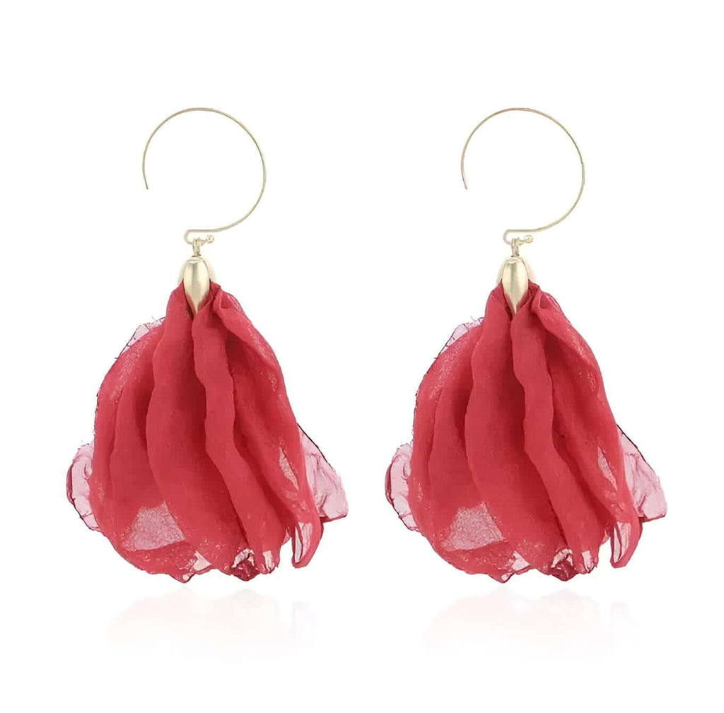 Women's Tulle Style Cloth Flower Earrings - "Must Have*