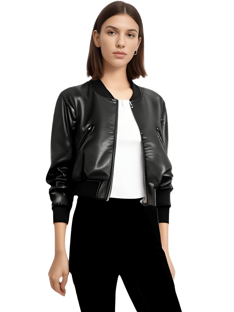 Shop Vintage Imitation Leather Bomber Jacket at Drestiny. Free Shipping + Tax Covered! Save up to 50% off.
