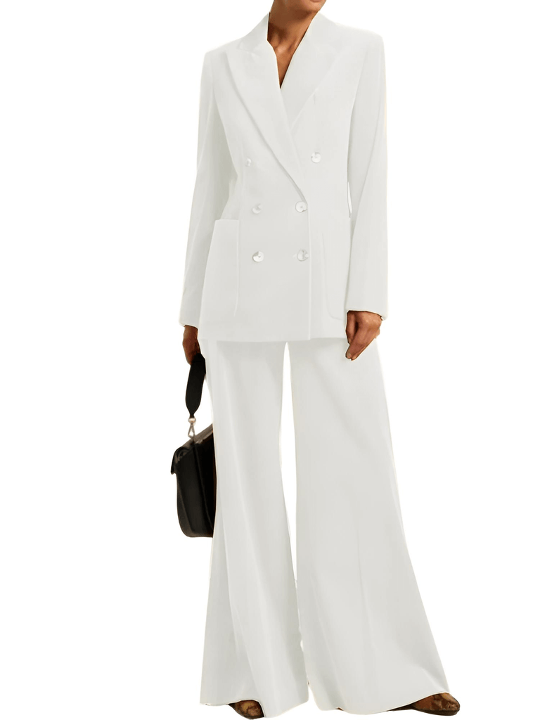 Elevate your fashion game with the trendy Women's White Suit 2-Piece Corduroy Flared Wide Leg Pants Suit. Experience the convenience of free shipping and let us take care of the tax at Drestiny! Seen on FOX, NBC, and CBS. Enjoy up to 50% off!
