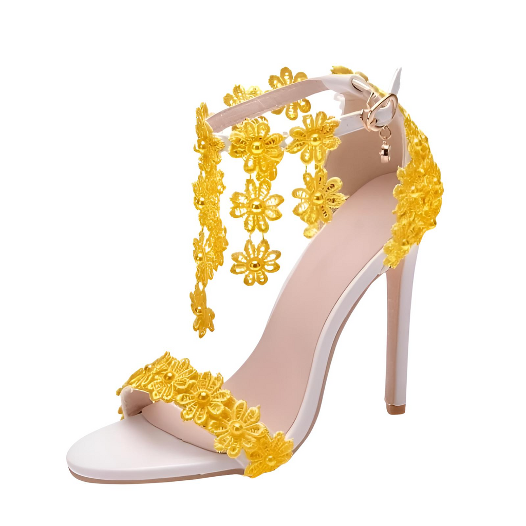 Shop Drestiny for Women's Yellow Ankle Strap Sandals with Lace Flower. Enjoy Free Shipping + Tax Paid! Save up to 50% off for a Limited Time. As seen on FOX/NBC/CBS.
