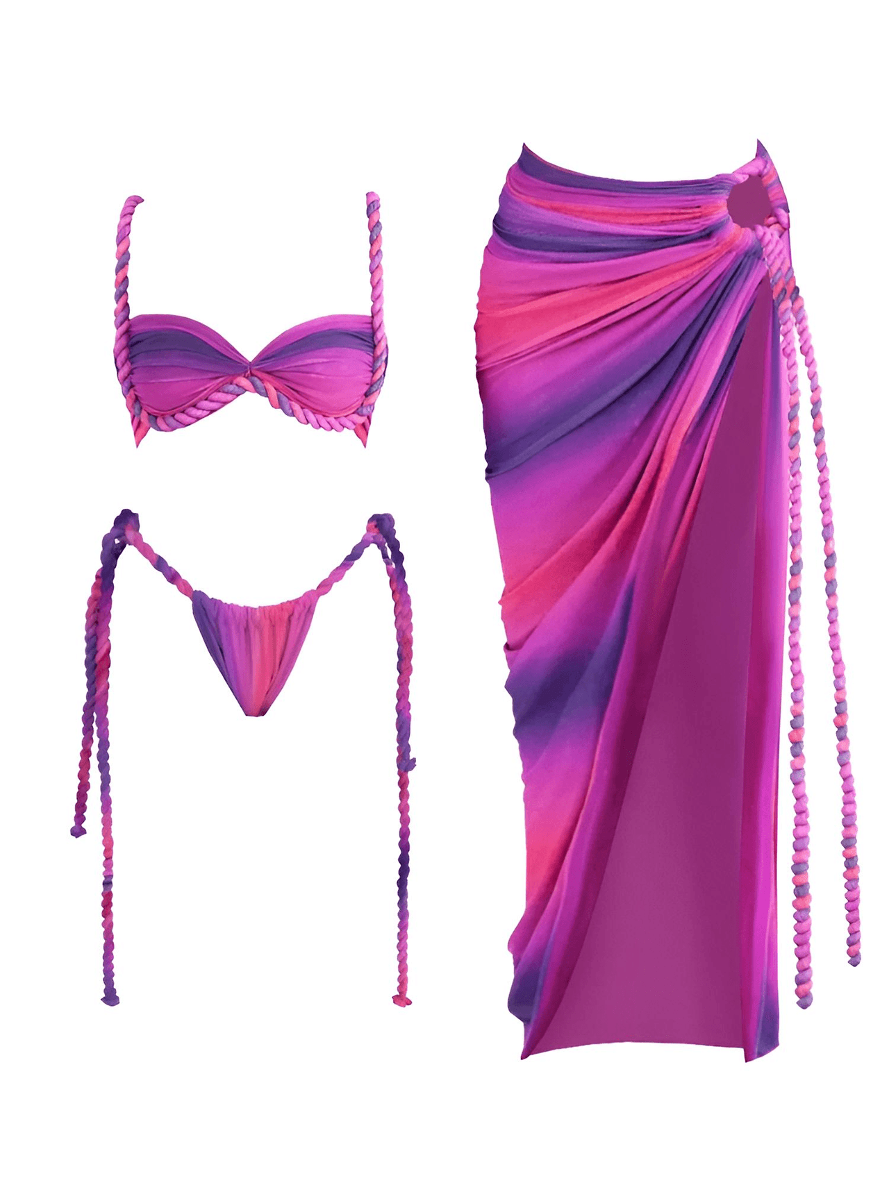 Women's 3Pcs Crochet Bikini Set Sexy Swimwear Halter Biquini Push Up Swimsuit Strappy Bodysuit Female Bathing Suit Beachwear, Bikinis, Drestiny, Skirts, Skirt Sets, Cover Ups, Sets, One Piece Swimsuits, S, M, L, United States, USA, Canada, Australia, New Zealand, United Kingdom, UK, Orange Blue, Blue Dark Blue, Blue Yellow, Beige White, Pink Purple Blue, Red Orange, Pale Gold, Off White, crochet bikini set with cover up, crochet bikini and skirt set, boho crochet 3 piece bikini, shopdrestiny.com