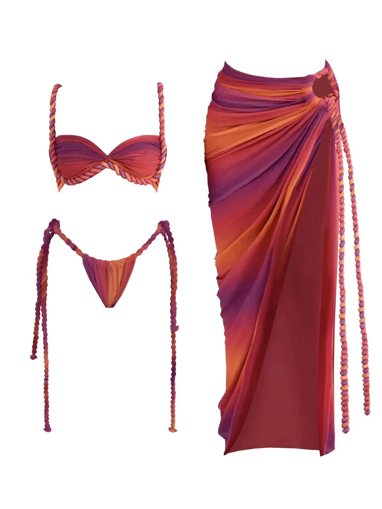 Women's 3Pcs Crochet Bikini Set Sexy Swimwear Halter Biquini Push Up Swimsuit Strappy Bodysuit Female Bathing Suit Beachwear, Bikinis, Drestiny, Skirts, Skirt Sets, Cover Ups, Sets, One Piece Swimsuits, S, M, L, United States, USA, Canada, Australia, New Zealand, United Kingdom, UK, Orange Blue, Blue Dark Blue, Blue Yellow, Beige White, Pink Purple Blue, Red Orange, Pale Gold, Off White, crochet bikini set with cover up, crochet bikini and skirt set, boho crochet 3 piece bikini, shopdrestiny.com