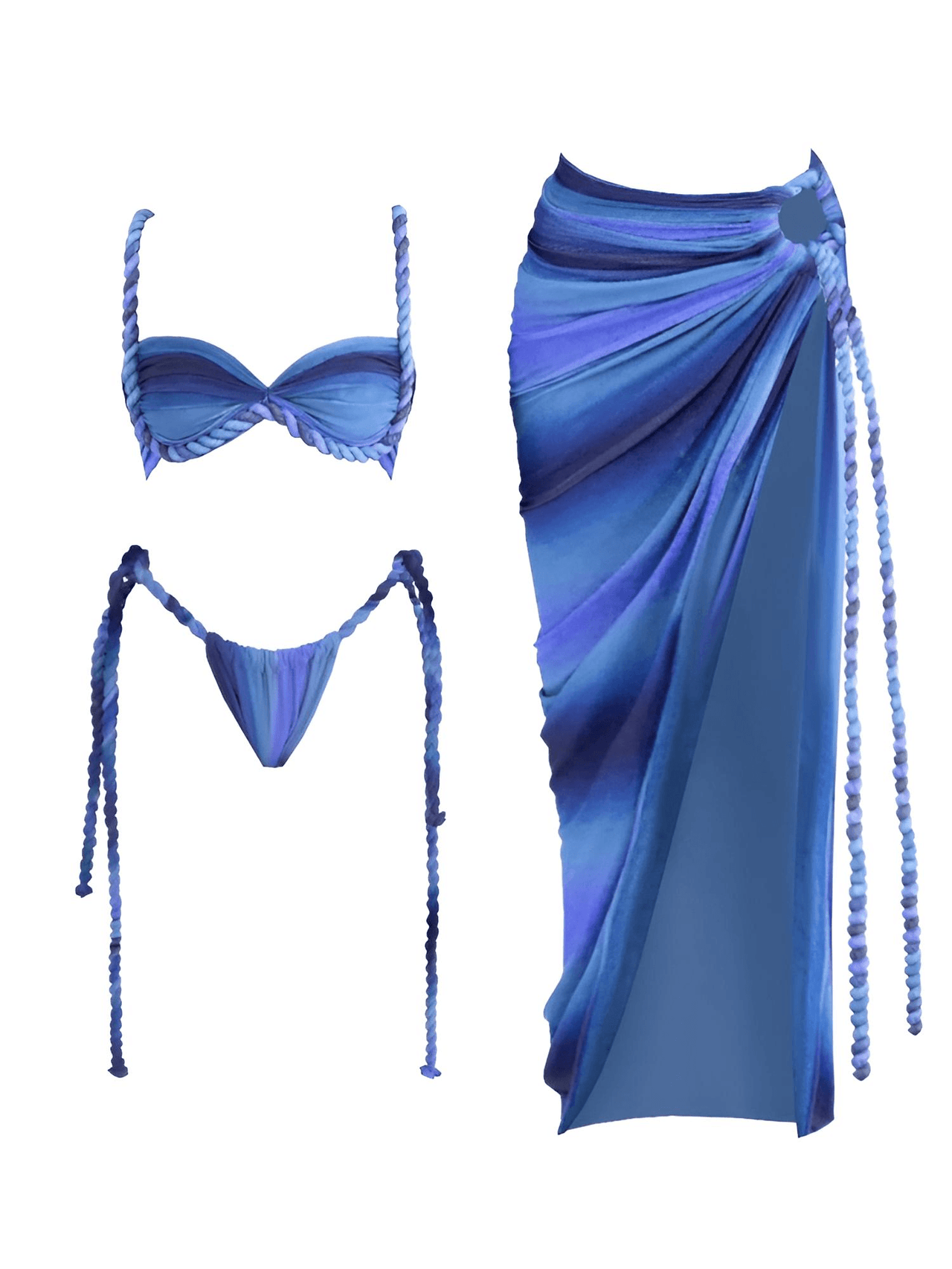 Women's 3Pcs Crochet Bikini Set Sexy Swimwear Halter Biquini Push Up Swimsuit Strappy Bodysuit Female Bathing Suit Beachwear, Bikinis, Drestiny, Skirts, Skirt Sets, Cover Ups, Sets, One Piece Swimsuits, S, M, L, United States, USA, Canada, Australia, New Zealand, United Kingdom, UK, Orange Blue, Blue Dark Blue, Blue Yellow, Beige White, Pink Purple Blue, Red Orange, Pale Gold, Off White, crochet bikini set with cover up, crochet bikini and skirt set, boho crochet 3 piece bikini, shopdrestiny.com
