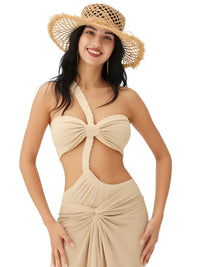 Thumbnail for Women's 3Pcs Crochet Bikini Set Sexy Swimwear Halter Biquini Push Up Swimsuit Strappy Bodysuit Female Bathing Suit Beachwear, Bikinis, Drestiny, Skirts, Skirt Sets, Cover Ups, Sets, One Piece Swimsuits, S, M, L, United States, USA, Canada, Australia, New Zealand, United Kingdom, UK, Orange Blue, Blue Dark Blue, Blue Yellow, Beige White, Pink Purple Blue, Red Orange, Pale Gold, Off White, crochet bikini set with cover up, crochet bikini and skirt set, boho crochet 3 piece bikini, shopdrestiny.com
