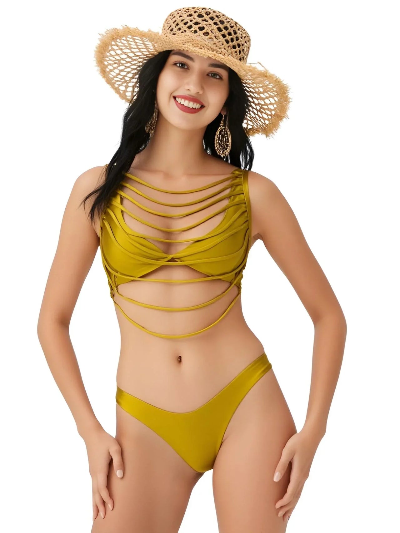 Women's 3Pcs Gold Bikini With Long Skirt Sexy Swimsuit Women Swimwear Female Cut Out Biquini Swimming Suit Bodysuit Beachwear, Drestiny, Bikinis, Skirts, Cover Ups, Skirt Sets, Sets, Gold, S, M, L, United States, USA, Canada, Australia, New Zealand, United Kingdom, UK, Metallic gold bikini set, gold bikini skirt set, Gold swimsuit skirt set, shopdrestiny.com