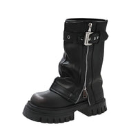 Thumbnail for Women's Belt Buckle Chunky Boots Fashion Side Zipper Modern Boots Women High Quality Round Toe Mid-Calf Boots -, Boots , Drestiny , 5, 6, 6.5, 7.5, 8.5, 9, Australia, Black, Boots, Brown, FR, Heels, New Zealand, United Kingdom, United States , Drestiny , www.shopdrestiny.com