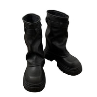 Thumbnail for Women's Belt Buckle Chunky Boots Fashion Side Zipper Modern Boots Women High Quality Round Toe Mid-Calf Boots