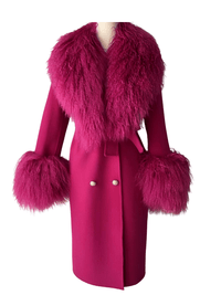 Thumbnail for Women's Wool Cashmere Coat With Real Mongolian Sheep Fur Collar and Cuffs Ladies Double Faced Coats Belted Winter Fall Long Coat -, Coats , Drestiny , Australia, Black, Blue, Brown, Coats, Coffee, Dark Brown, Fuchsia, Green, Khaki, L, Light Grey, Light Purple, Lilac, M, Mint, Mint Green, Neon Green, Orange, Pink, Purple, Red, Royal Blue, S, Teal, United Kingdom, United States, Violet Red, White, XL, XXL , Drestiny , www.shopdrestiny.com
