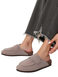 Thumbnail for Pair of women's Birkenstock style suede sandals on a white background