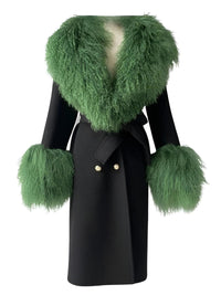 Thumbnail for Women's Wool Cashmere Coat With Real Mongolian Sheep Fur Collar and Cuffs Ladies Double Faced Coats Belted Winter Fall Long Coat -, Coats , Drestiny , Australia, Black, Blue, Brown, Coats, Coffee, Dark Brown, Fuchsia, Green, Khaki, L, Light Grey, Light Purple, Lilac, M, Mint, Mint Green, Neon Green, Orange, Pink, Purple, Red, Royal Blue, S, Teal, United Kingdom, United States, Violet Red, White, XL, XXL , Drestiny , www.shopdrestiny.com