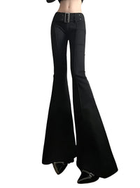 Thumbnail for Black bell-bottom pants on a white background