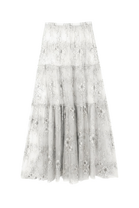 Thumbnail for Floral white lace skirt on a white background