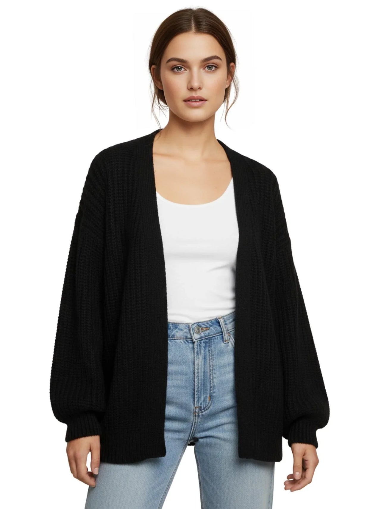 Women's Lantern Sleeve Cardigan Sweater Casual Fall Streetwear Tops Chic Y2K Sweater