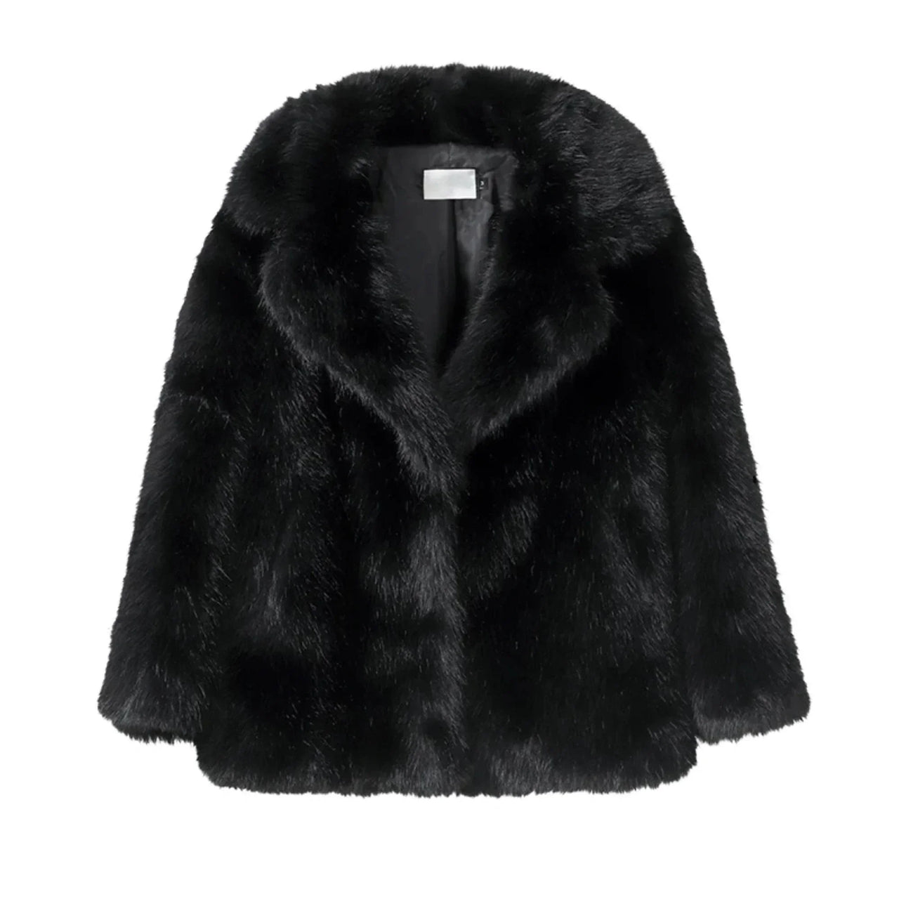 Black fur coat on a white background