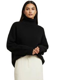 Thumbnail for Women's Oversized Turtleneck Sweater Elegant Thick Pullover Knitted Jumper Long Sleeve Sweaters