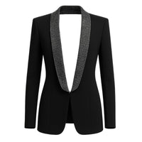 Thumbnail for Black blazer with decorative sequin collar on a white background