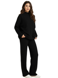 Thumbnail for Women's Sets 2-Piece Women's Knit Set Turtleneck Sweater and Straight Jogging Pants Suits
