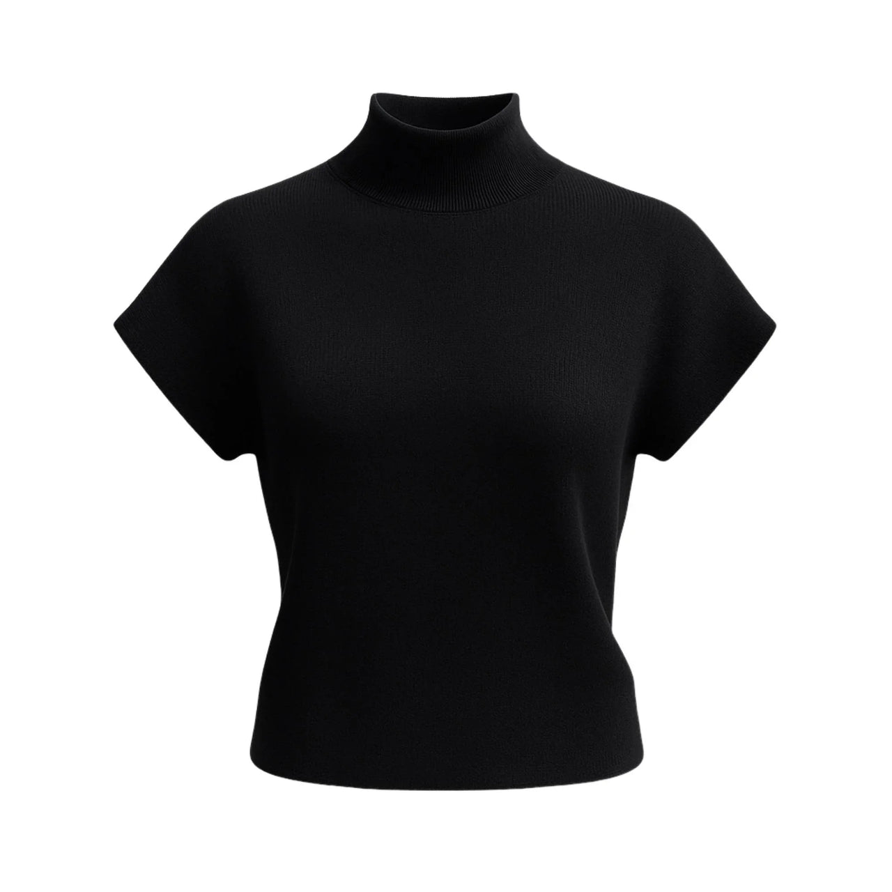 Women's Short-Sleeve Sweater High Collar Office Chic Elegant All-Match Tops