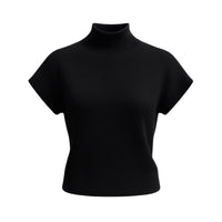 Thumbnail for Women's Short-Sleeve Sweater High Collar Office Chic Elegant All-Match Tops