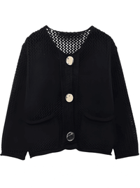 Thumbnail for Women's Vintage Sweater With Pockets Single Breasted Knitted Sweater Chic Lady -, Sweaters , Drestiny , 10, 4, 6, 8, Australia, Black, Brown, Cardigans, FR, Gold, L, Long Sleeves, M, Purple, S, Sweaters, United Kingdom, United States, Wine Red , Drestiny , www.shopdrestiny.com