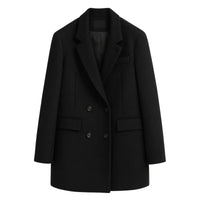 Thumbnail for Women's black wool coat on a white background