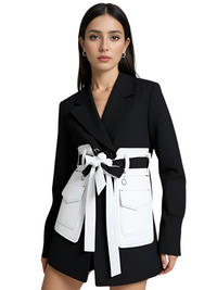 Thumbnail for Women's Black and White Blazer -, Blazers , Drestiny , Australia, Black, Blazers, Canada, FR, Jackets, L, M, New Zealand, S, United Kingdom, United States, White, XL , Drestiny , www.shopdrestiny.com