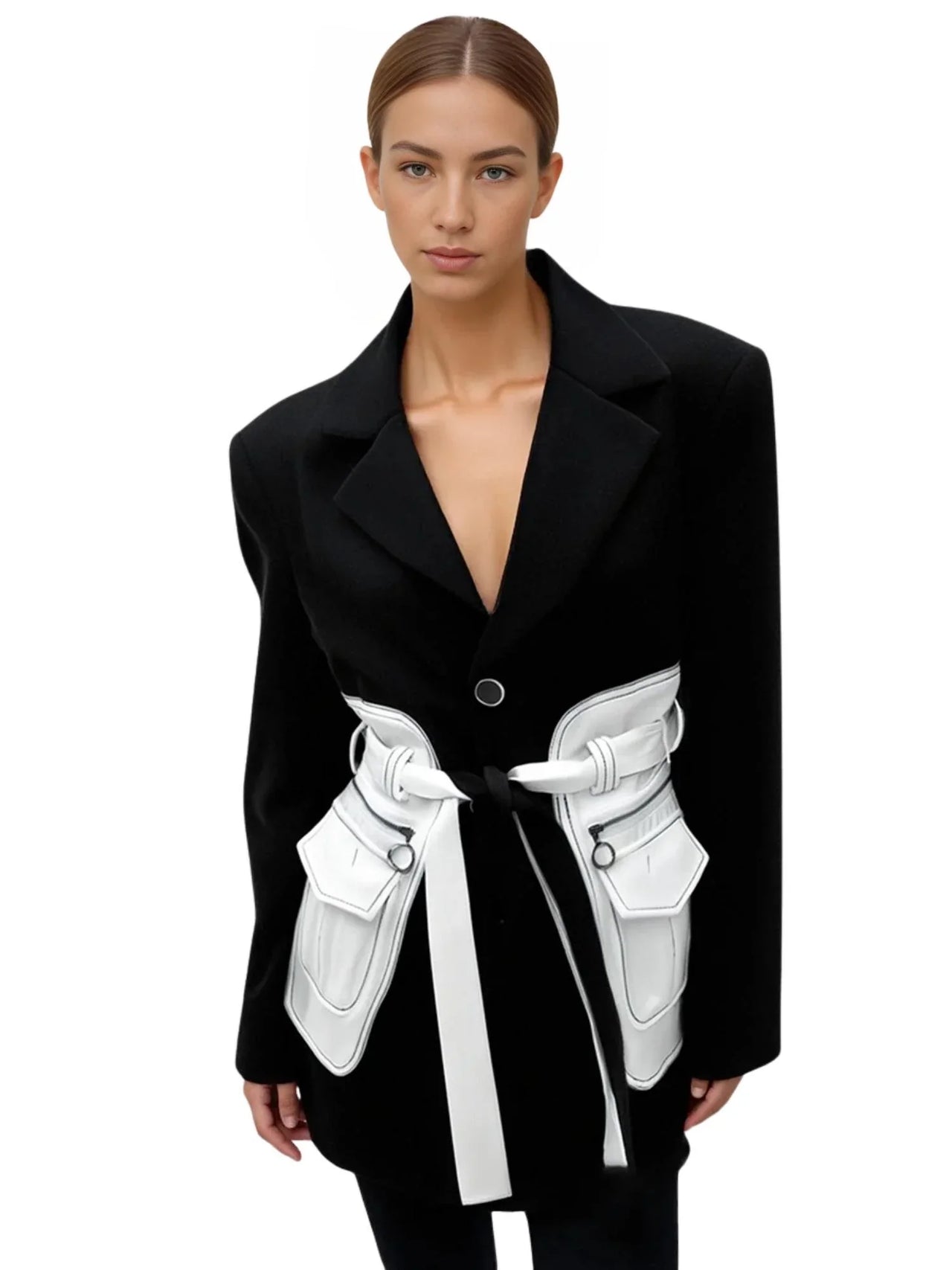 Women's Black and White Blazer