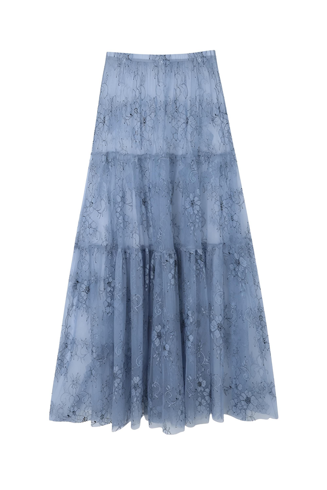 Blue lace skirt on a white background