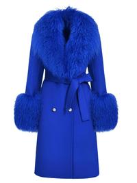 Thumbnail for Women's Wool Cashmere Coat With Real Mongolian Sheep Fur Collar and Cuffs Ladies Double Faced Coats Belted Winter Fall Long Coat -, Coats , Drestiny , Australia, Black, Blue, Brown, Coats, Coffee, Dark Brown, Fuchsia, Green, Khaki, L, Light Grey, Light Purple, Lilac, M, Mint, Mint Green, Neon Green, Orange, Pink, Purple, Red, Royal Blue, S, Teal, United Kingdom, United States, Violet Red, White, XL, XXL , Drestiny , www.shopdrestiny.com