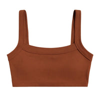 Thumbnail for Brown ribbed crop top on a white background