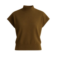 Thumbnail for Women's Short-Sleeve Sweater High Collar Office Chic Elegant All-Match Tops