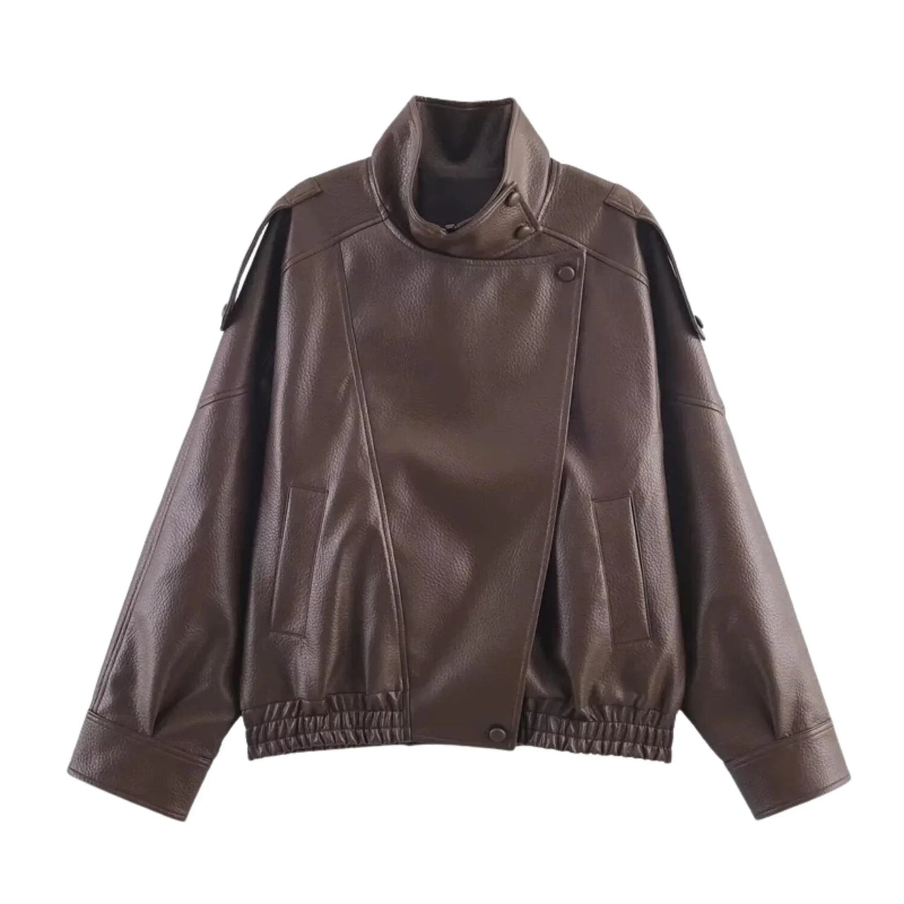 Brown leather jacket on a white background