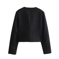Thumbnail for Women's Button Cropped Jacket Demi-Season Short Coats Elegant Women's Coat, Drestiny, Jackets, Long Sleeves, United States, USA, Australia, New Zealand, United Kingdom, UK, XS, 2, S, 4, M, 6, L, 8, 10, Brown-Green, Beige, Black, Pink, Navy, Red, crop jacket for women, women's cropped jacket, short jackets for women, shopdrestiny.com