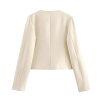 Thumbnail for Women's Button Cropped Jacket Demi-Season Short Coats Elegant Women's Coat, Drestiny, Jackets, Long Sleeves, United States, USA, Australia, New Zealand, United Kingdom, UK, XS, 2, S, 4, M, 6, L, 8, 10, Brown-Green, Beige, Black, Pink, Navy, Red, crop jacket for women, women's cropped jacket, short jackets for women, shopdrestiny.com