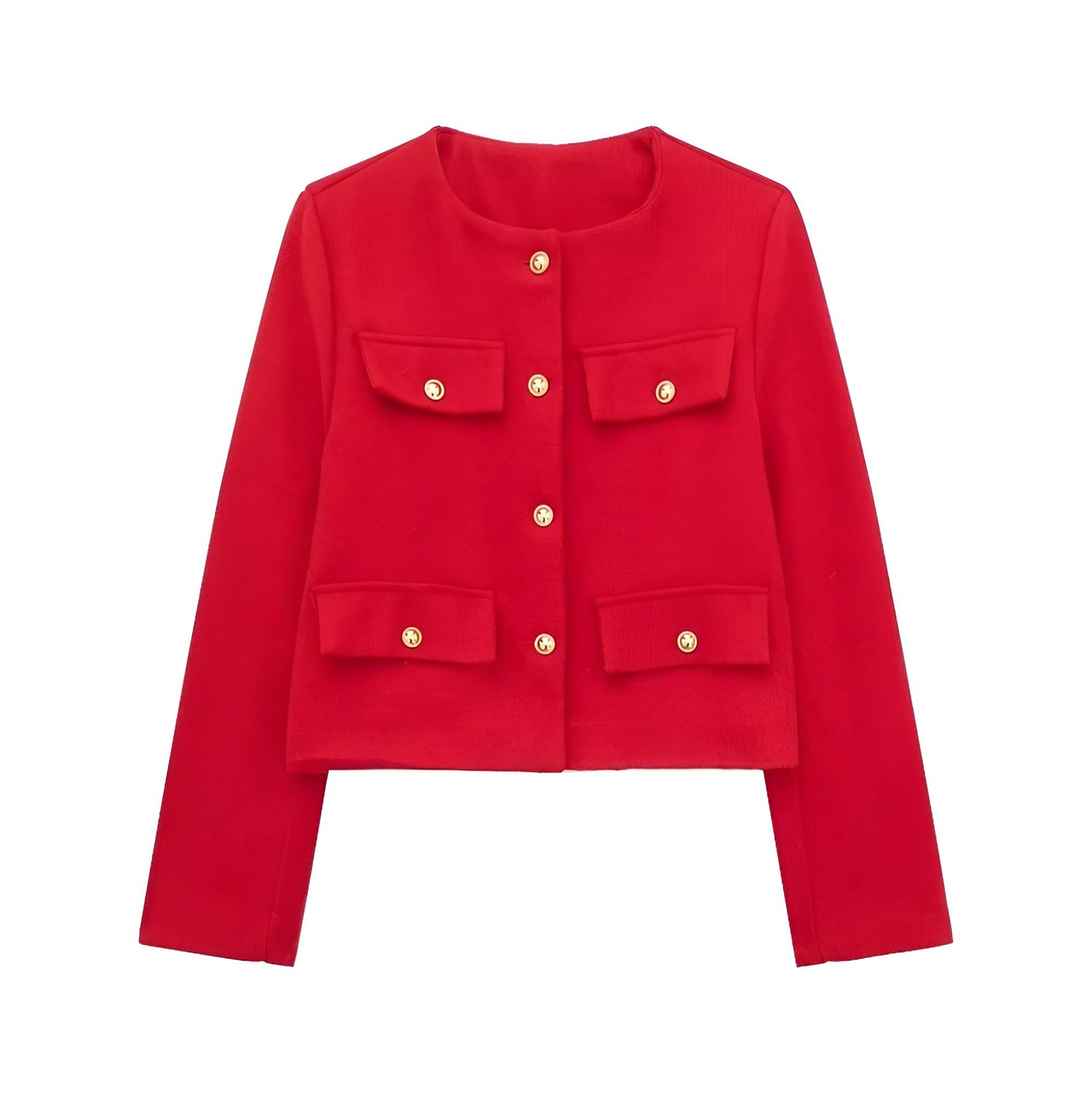 Women's Button Cropped Jacket Demi-Season Short Coats Elegant Women's Coat, Drestiny, Jackets, Long Sleeves, United States, USA, Australia, New Zealand, United Kingdom, UK, XS, 2, S, 4, M, 6, L, 8, 10, Brown-Green, Beige, Black, Pink, Navy, Red, crop jacket for women, women's cropped jacket, short jackets for women, shopdrestiny.com