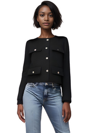 Thumbnail for Women's Button Cropped Jacket Demi-Season Short Coats Elegant Women's Coat, Drestiny, Jackets, Long Sleeves, United States, USA, Australia, New Zealand, United Kingdom, UK, XS, 2, S, 4, M, 6, L, 8, 10, Brown-Green, Beige, Black, Pink, Navy, Red, crop jacket for women, women's cropped jacket, short jackets for women, shopdrestiny.com