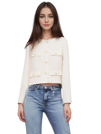 Thumbnail for Women's Button Cropped Jacket Demi-Season Short Coats Elegant Women's Coat, Drestiny, Jackets, Long Sleeves, United States, USA, Australia, New Zealand, United Kingdom, UK, XS, 2, S, 4, M, 6, L, 8, 10, Brown-Green, Beige, Black, Pink, Navy, Red, crop jacket for women, women's cropped jacket, short jackets for women, shopdrestiny.com