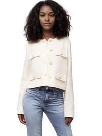 Thumbnail for Women's Button Cropped Jacket Demi-Season Short Coats Elegant Women's Coat, Drestiny, Jackets, Long Sleeves, United States, USA, Australia, New Zealand, United Kingdom, UK, XS, 2, S, 4, M, 6, L, 8, 10, Brown-Green, Beige, Black, Pink, Navy, Red, crop jacket for women, women's cropped jacket, short jackets for women, shopdrestiny.com