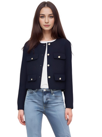 Thumbnail for Women's Button Cropped Jacket Demi-Season Short Coats Elegant Women's Coat, Drestiny, Jackets, Long Sleeves, United States, USA, Australia, New Zealand, United Kingdom, UK, XS, 2, S, 4, M, 6, L, 8, 10, Brown-Green, Beige, Black, Pink, Navy, Red, crop jacket for women, women's cropped jacket, short jackets for women, shopdrestiny.com