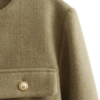 Thumbnail for Women's Button Cropped Jacket Demi-Season Short Coats Elegant Women's Coat, Drestiny, Jackets, Long Sleeves, United States, USA, Australia, New Zealand, United Kingdom, UK, XS, 2, S, 4, M, 6, L, 8, 10, Brown-Green, Beige, Black, Pink, Navy, Red, crop jacket for women, women's cropped jacket, short jackets for women, shopdrestiny.com