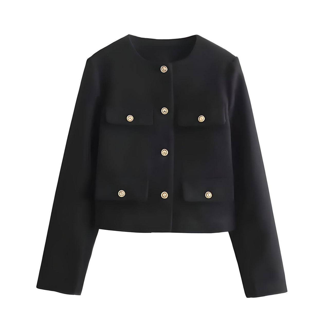 Women's Button Cropped Jacket Demi-Season Short Coats Elegant Women's Coat, Drestiny, Jackets, Long Sleeves, United States, USA, Australia, New Zealand, United Kingdom, UK, XS, 2, S, 4, M, 6, L, 8, 10, Brown-Green, Beige, Black, Pink, Navy, Red, crop jacket for women, women's cropped jacket, short jackets for women, shopdrestiny.com